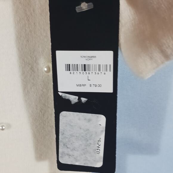 Y2K Bebe Sweater Large Rhinestone Turtleneck White Pearls Logo Super Soft NWT - Picture 4 of 10